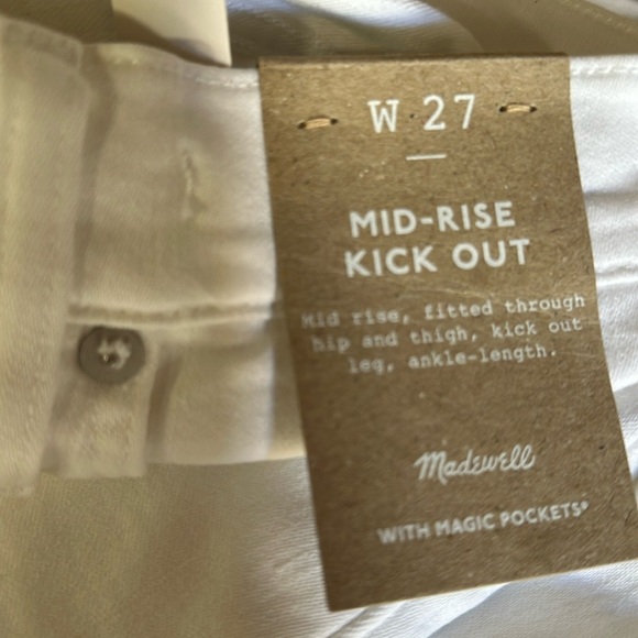Madewell Mid Rise Kick Out Jeans Ankle Pure White NWT Size 27 - Picture 9 of 13